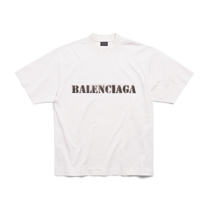 NIGO Balenciaga Stencil Type Men's Summer Solid Color Letter Round Neck Pullover Straight Loose Fit Short Sleeve T-Shirt #nigo98597