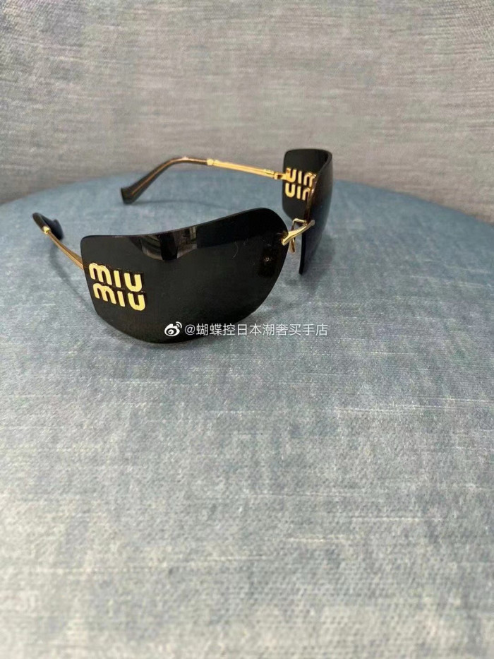 NIGO Miu Miu Runway Women's Lens Leg Logo Irregular Shape Sunglasses Eyeglasses Glasses #nigo98612