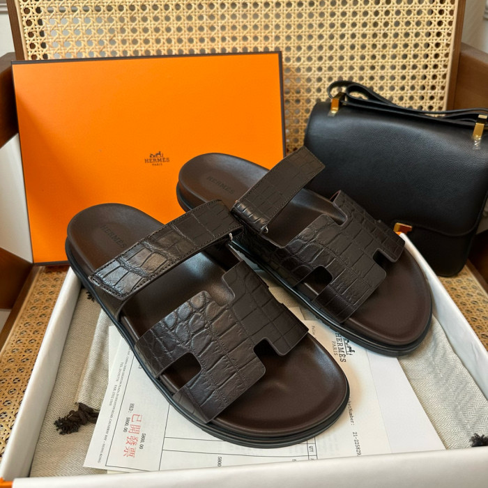 NIGO Hermes Men's Simple Comfortable Velcro Casual Leather Sandals Slippers Shoes #nigo98613