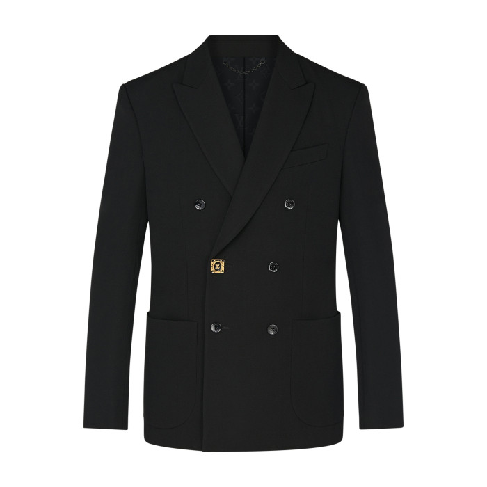 NIGO Louis Vuitton Men's Spring And Fall Black Wool Twill Double Breasted Blazer Jacket Casual Pants Suit Set #nigo98626