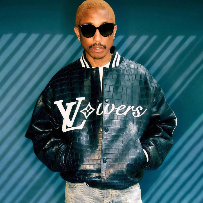 Nigo Louis Vuitton Men's Fall And Winter Navy Blue Lambskin Embossed Crocodile Leather Pattern Zipper Baseball Jacket #nigo98618
