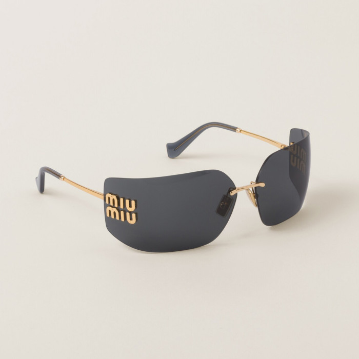NIGO Miu Miu Runway Women's Lens Leg Logo Irregular Shape Sunglasses Eyeglasses Glasses #nigo98612