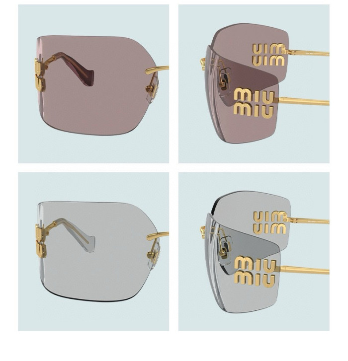 NIGO Miu Miu Runway Women's Lens Leg Logo Irregular Shape Sunglasses Eyeglasses Glasses #nigo98612