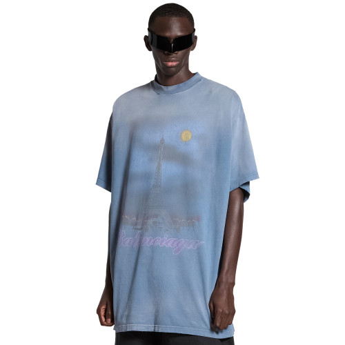 NIGO Balenciaga Men's Summer Paris Moon Solid Color Vintage Plain Knit Large Silhouette Short Sleeve T-Shirt #nigo98652
