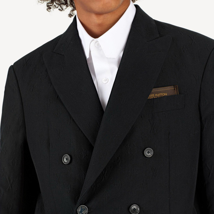NIGO Louis Vuitton Men's Spring And Autumn Embossed Monogram Double Breasted Lapel Long sleeved Black Blazer Jacket #nigo98638