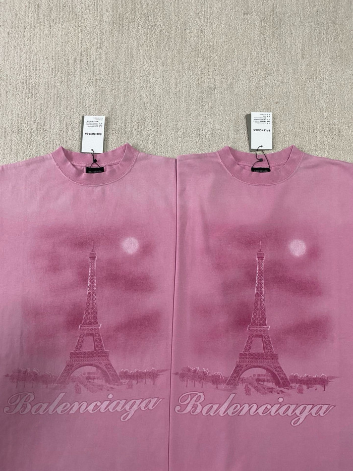 NIGO Balenciaga Men's Summer Paris Moon Solid Color Vintage Plain Knit Large Silhouette Short Sleeve T-Shirt #nigo98652