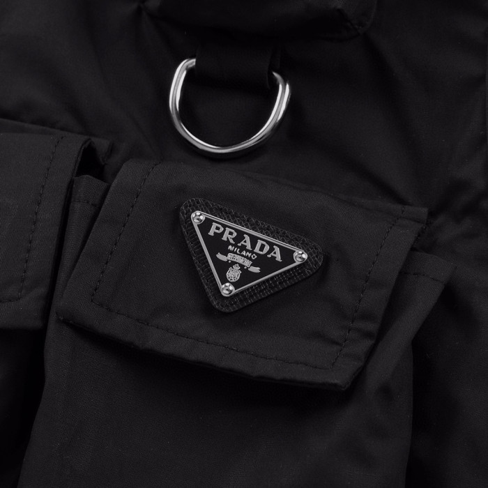 NIGO Prada Men's Summer Black Logo Patch Pocket V-Neck Zipper Casual Vest Jacket #nigo98664
