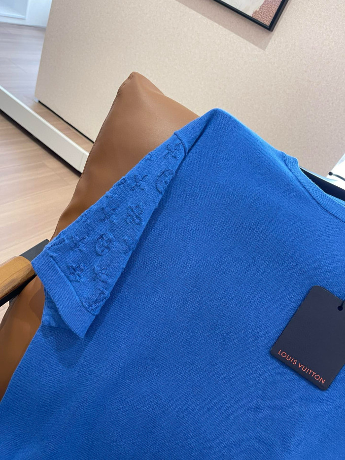 NIGO Louis Vuitton Men's Summer Blue Logo Jacquard Round Neck Cotton Short Sleeve T-Shirt #nigo98663