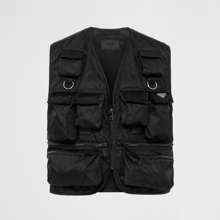 NIGO Prada Men's Summer Black Logo Patch Pocket V-Neck Zipper Casual Vest Jacket #nigo98664