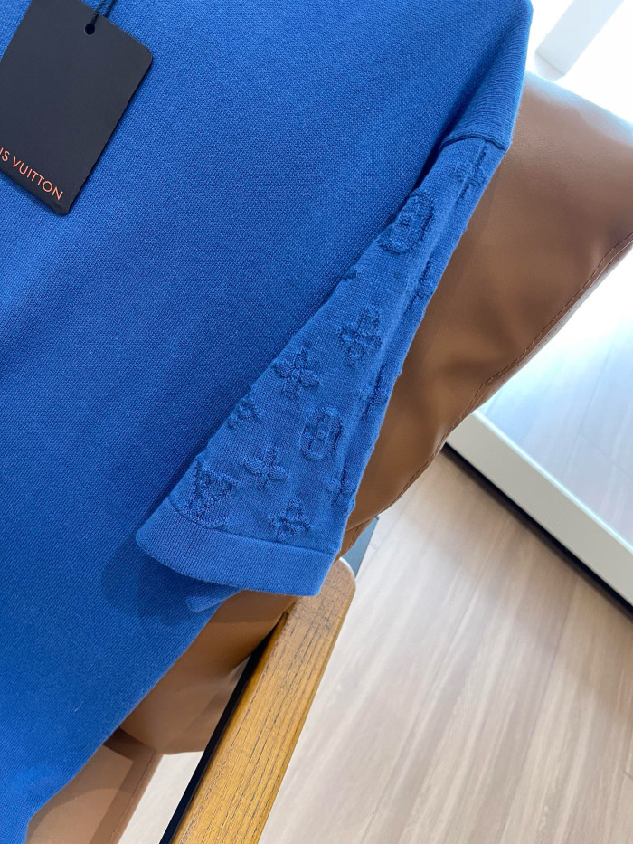 NIGO Louis Vuitton Men's Summer Blue Logo Jacquard Round Neck Cotton Short Sleeve T-Shirt #nigo98663