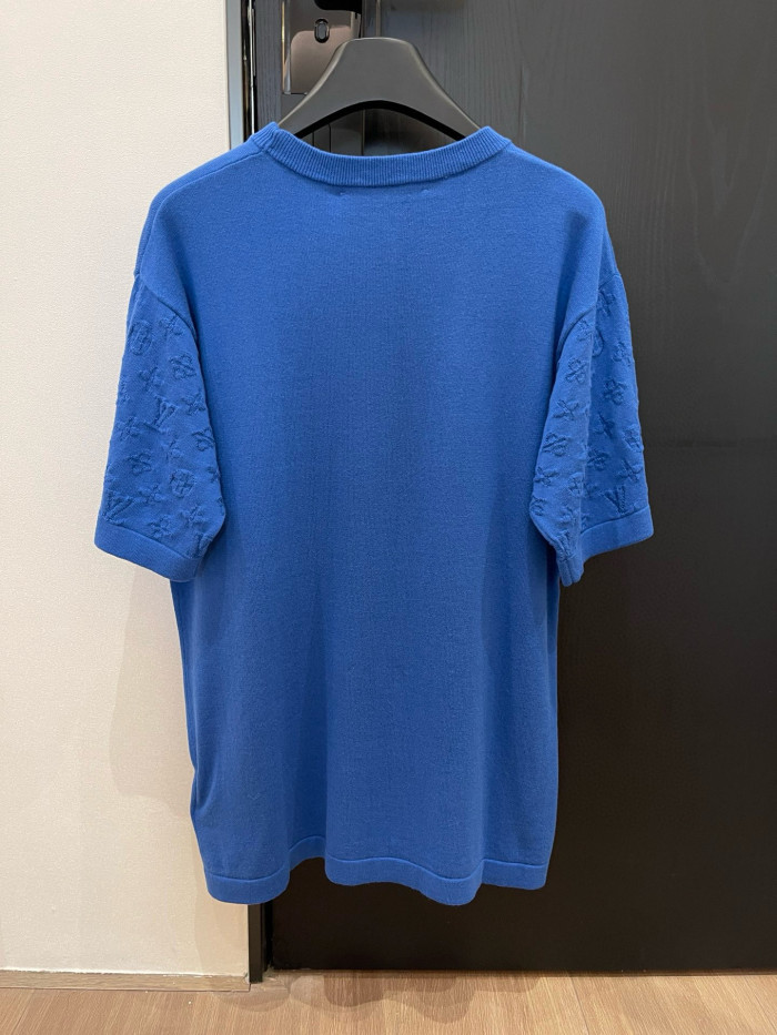 NIGO Louis Vuitton Men's Summer Blue Logo Jacquard Round Neck Cotton Short Sleeve T-Shirt #nigo98663