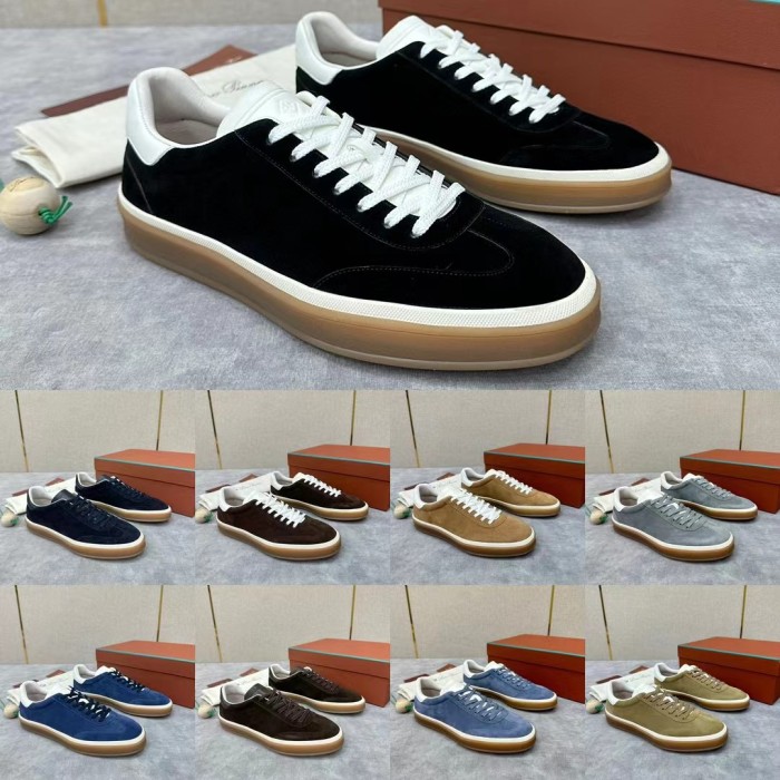 NIGO Loro Piana Men's Lychee Print Spliced Suede Fabric Color Clash Casual Board Shoes #nigo98732