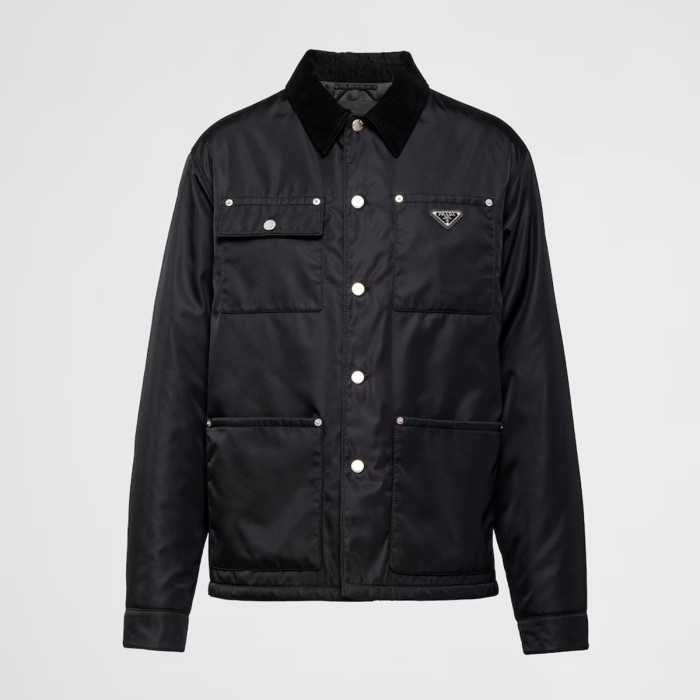 NIGO Prada Men's Spring and Fall Fashion Black Casual Lapel Multi-Pocket Long Sleeve Re-Nylon Drawstring Jacket #nigo98711