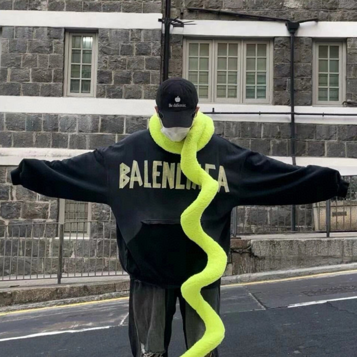 NIGO Balenciaga Men's Women's Solid Color Logo Letter Printed Spring and Autumn Fashion Oversized Cotton Tape Type Ripped Pocket Hoodie #nigo98712