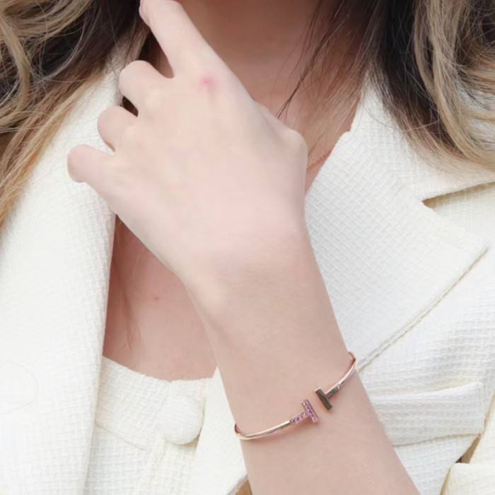 NIGO Tiffany & Co. Women's Men's Fashion Trend Letter Metal Bracelet With Diamond Luxury Temperament Jewelry Accessories Ngvp  #nigo7963