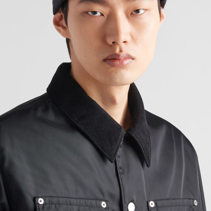 NIGO Prada Men's Spring and Fall Fashion Black Casual Lapel Multi-Pocket Long Sleeve Re-Nylon Drawstring Jacket #nigo98711