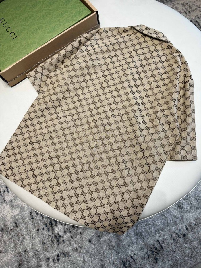NIGO Gucci Men's Summer Brown Lapel Single Breasted Logo Printed Short Sleeve Shirt #nigo98679