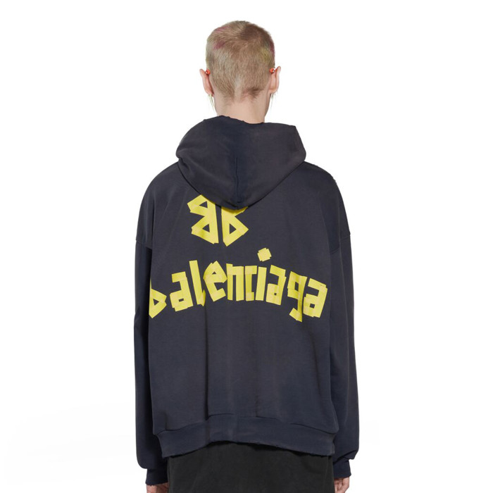 NIGO Balenciaga Men's Women's Solid Color Logo Letter Printed Spring and Autumn Fashion Oversized Cotton Tape Type Ripped Pocket Hoodie #nigo98712