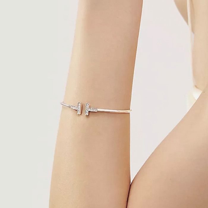 NIGO Tiffany & Co. Women's Men's Fashion Trend Letter Metal Bracelet With Diamond Luxury Temperament Jewelry Accessories Ngvp  #nigo7963