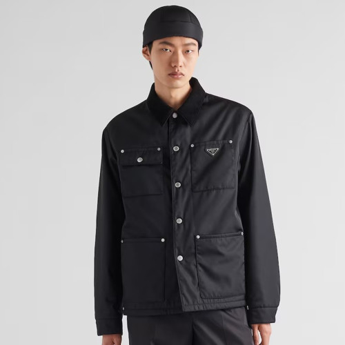 NIGO Prada Men's Spring and Fall Fashion Black Casual Lapel Multi-Pocket Long Sleeve Re-Nylon Drawstring Jacket #nigo98711
