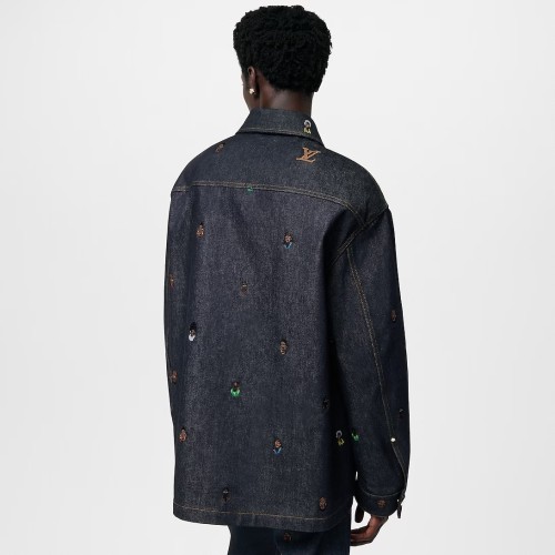 NIGO Louis Vuitton Men's Spring & Autumn Monogrammed Embroidered Single Breasted Lapel Loose Denim Jacket Style Shirt #nigo98713
