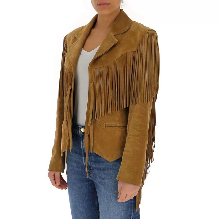 NIGO SAINT LAURENT Women's Spring And Fall Fashion Luxury Suede Temperament Jacket Tassel Lapel Long Sleeve Short Jacket Ngvp  #nigo7969