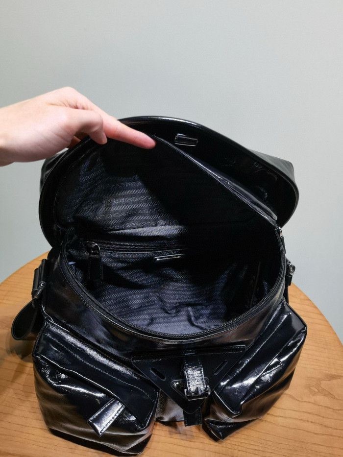 NIGO Prada Men's Black Triangle Label Metal Logo Leather Crossbody Shoulder Bag Bags #nigo98744