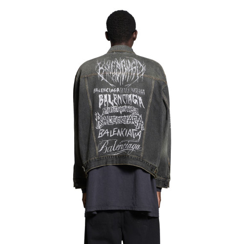 NIGO Balenciaga Men's Spring And Autumn Cotton Denim Printed Washed Vintage Denim Jacket Lapel Casual Jacket #nigo98719