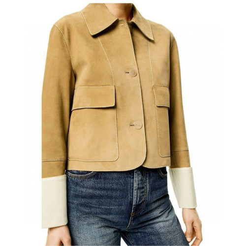 NIGO Loewe Women's Spring And Autumn Fashion Suede Sheepskin Single Breasted Short Long Sleeved Solid Color Coat #nigo7983