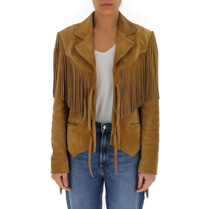 NIGO SAINT LAURENT Women's Spring And Fall Fashion Luxury Suede Temperament Jacket Tassel Lapel Long Sleeve Short Jacket Ngvp  #nigo7969