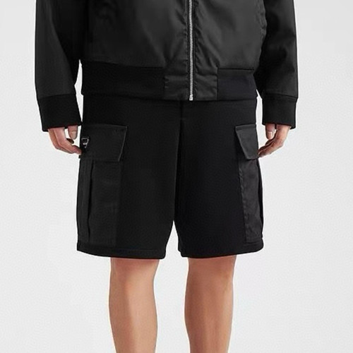 NIGO Prada Men's Summer Solid Color Re-Nylon Detail Cotton Fleece Bermuda Straight Casual Shorts #nigo98714