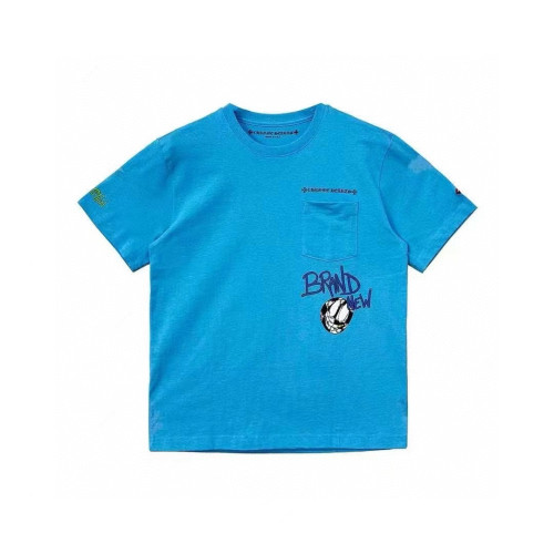 NIGO Chrome Hearts  Men's Women's Spring And Summer Fashion Letter Graffiti Blue Short Sleeve Body Shirt Round Neck Loose Casual #nigo98726