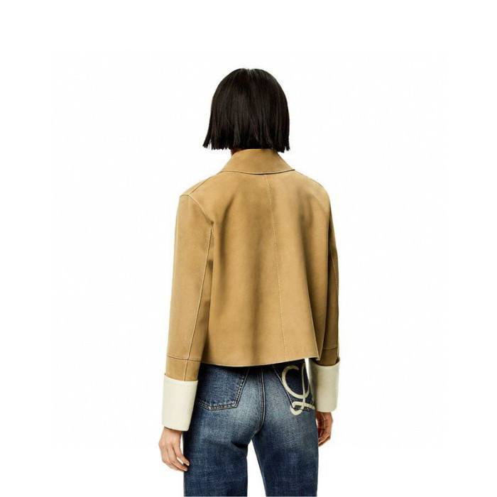 NIGO Loewe Women's Spring And Autumn Fashion Suede Sheepskin Single Breasted Short Long Sleeved Solid Color Coat #nigo7983