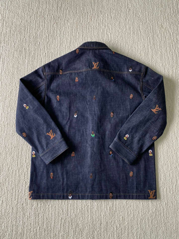 NIGO Louis Vuitton Men's Spring & Autumn Monogrammed Embroidered Single Breasted Lapel Loose Denim Jacket Style Shirt #nigo98713