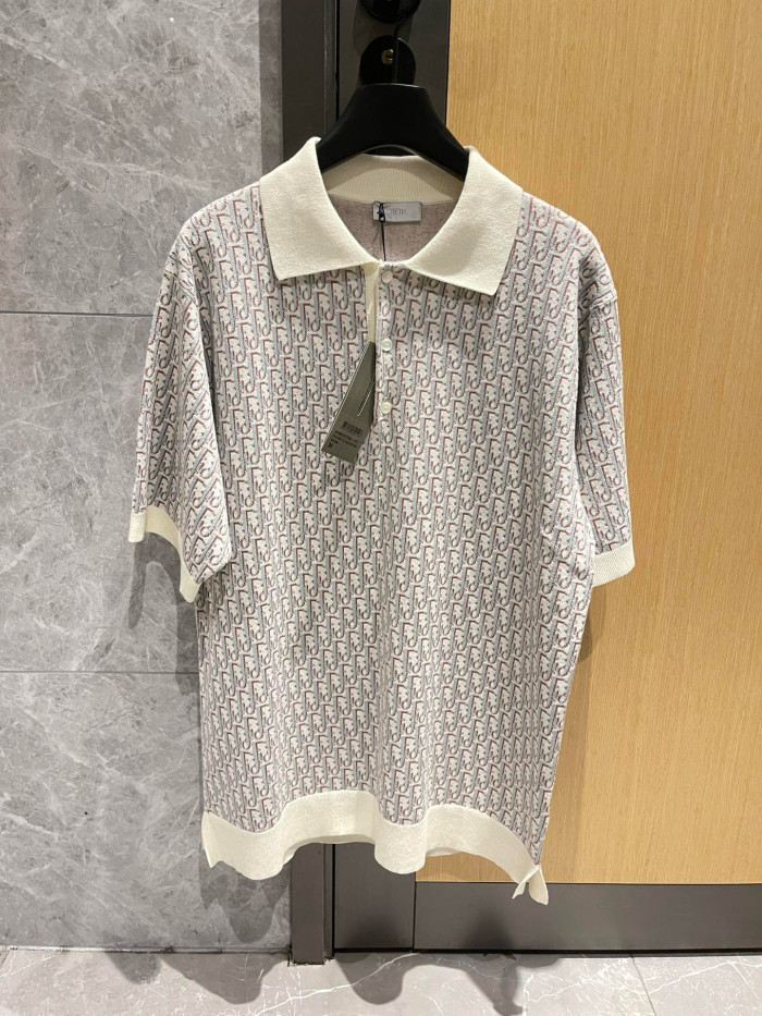 NIGO Dior Men's Summer Graphic All Over Print Polo Neck Straight Short Sleeve T-Shirt #nigo98753