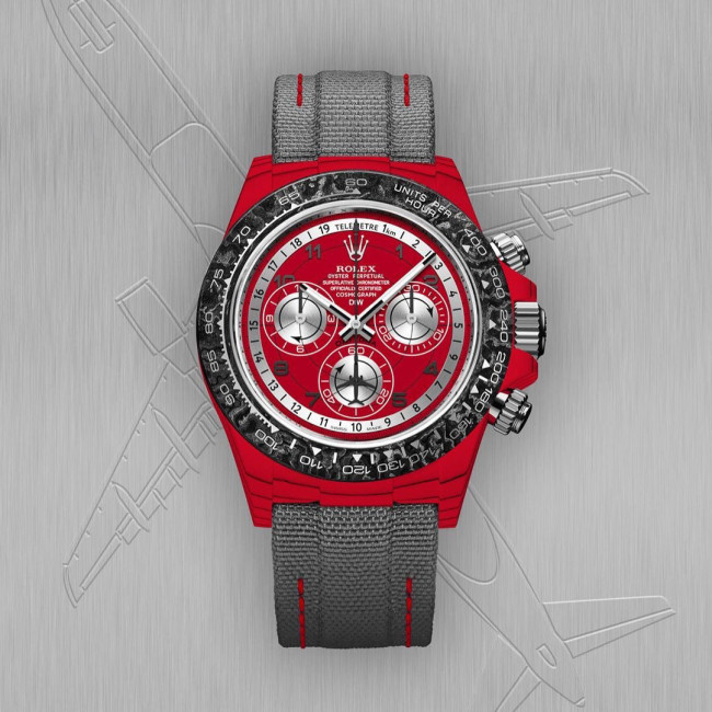 NIGO Rolex Men's Red and Black Modified Carbon Fiber Daytona Mechanical Watch #nigo98777