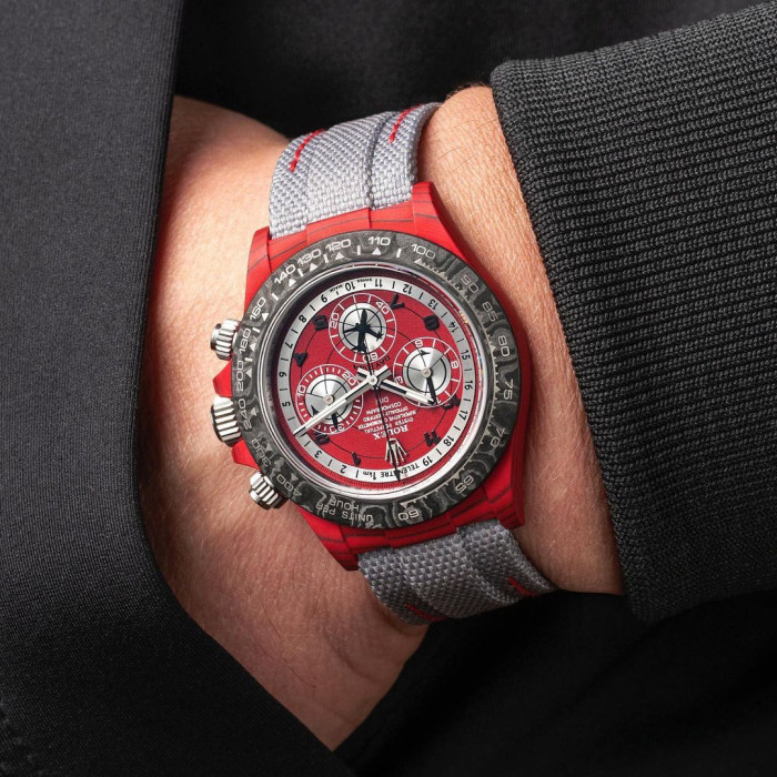 NIGO Rolex Men's Red and Black Modified Carbon Fiber Daytona Mechanical Watch #nigo98777