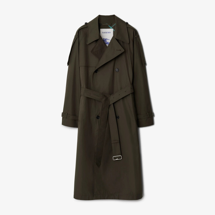 NIGO Burberry Men's Spring And Fall Solid Color Double Breasted Tie Waist Long Windbreaker Coat Jacket #nigo98782