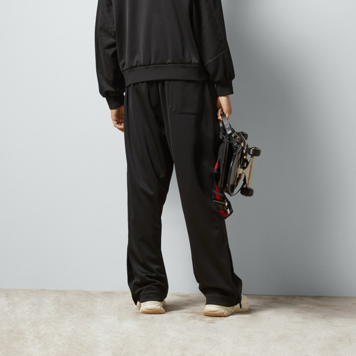 NIGO Gucci Men's Spring and Autumn Black Logo Embroidery Zipper Standing Collar Long Sleeve Jacket Elastic Knit Sweatpants Pants Suit Set #nigo98786