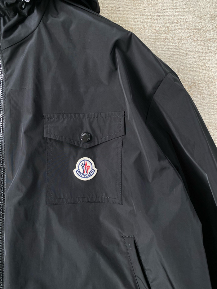 Nigo Moncler Men's Spring and Fall Black Logo Patch Straight Long Sleeve Zipper Hooded Lightweight Jacket #nigo98779