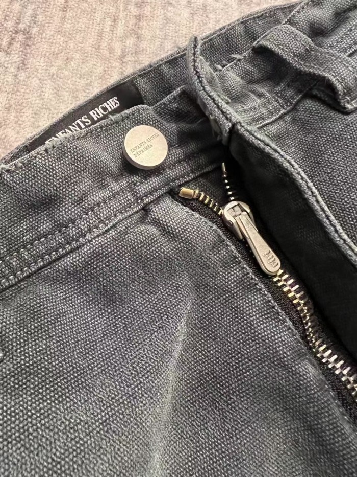 NIGO Enfants Riches Deprimes Men's Women's Four Seasons Solid Color Zipper Mid Waist Fitted Washed Workwear Jeans Long Pants Ngvp #nigo7988