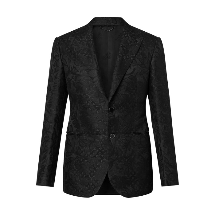 NIGO Louis Vuitton Men's Black Full Logo Printed Single Breasted Cotton Long Sleeve Jacket Coat Blazer Pants Suit Set #nigo98784
