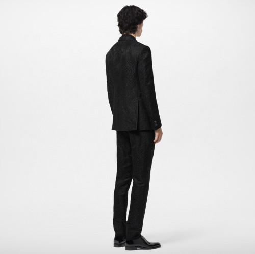 NIGO Louis Vuitton Men's Black Full Logo Printed Single Breasted Cotton Long Sleeve Jacket Coat Blazer Pants Suit Set #nigo98784