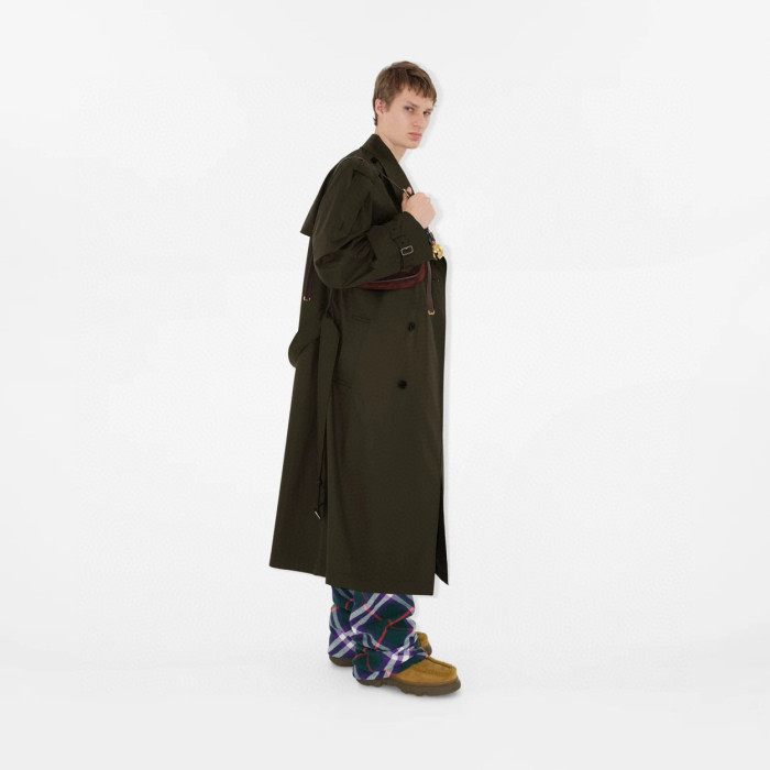 NIGO Burberry Men's Spring And Fall Solid Color Double Breasted Tie Waist Long Windbreaker Coat Jacket #nigo98782