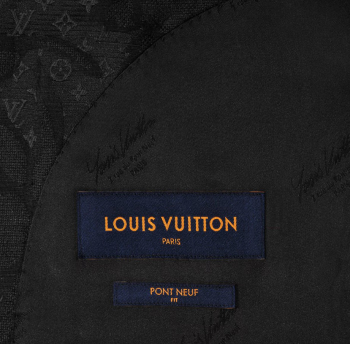 NIGO Louis Vuitton Men's Black Full Logo Printed Single Breasted Cotton Long Sleeve Jacket Coat Blazer Pants Suit Set #nigo98784