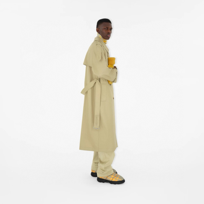 NIGO Burberry Men's Spring And Fall Solid Color Double Breasted Tie Waist Long Windbreaker Coat Jacket #nigo98782