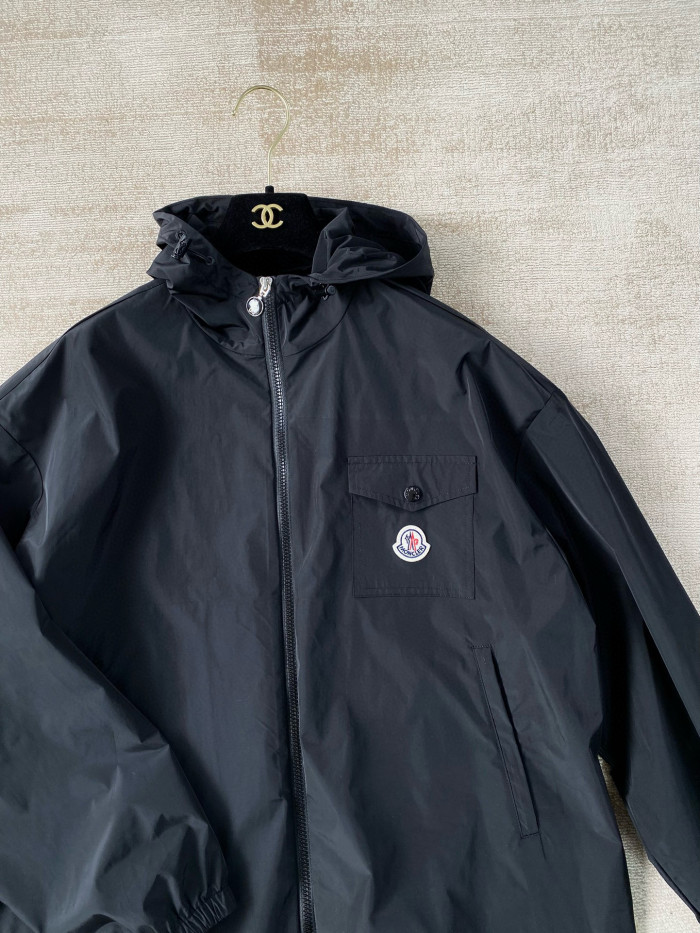 Nigo Moncler Men's Spring and Fall Black Logo Patch Straight Long Sleeve Zipper Hooded Lightweight Jacket #nigo98779