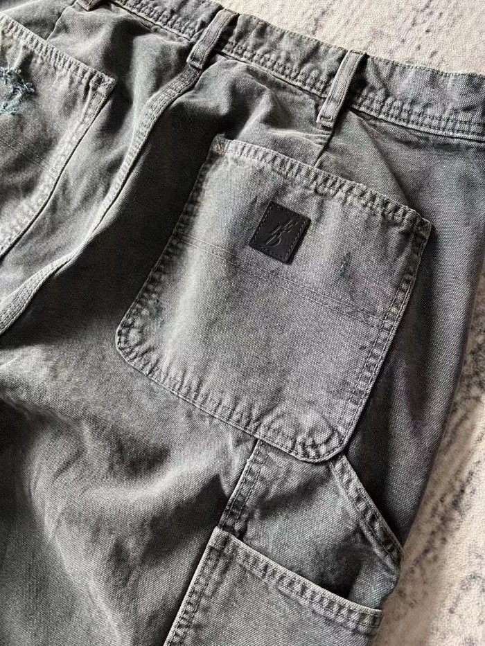 NIGO Enfants Riches Deprimes Men's Women's Four Seasons Solid Color Zipper Mid Waist Fitted Washed Workwear Jeans Long Pants Ngvp #nigo7988