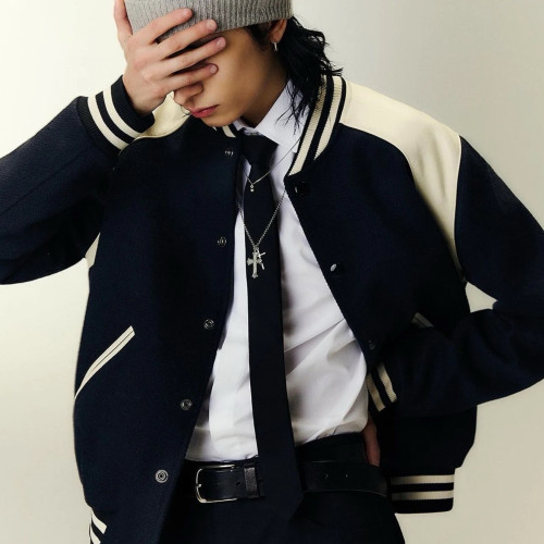 NIGO Celine Men's Autumn And Winter Black And White Color Blocking Stripe Single Breasted Leather Jacket Casual Baseball Clothing Ngvp #nigo7978