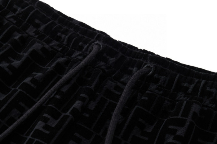 NIGO Fendi Men's Summer Black Letter Logo Print Drawstring Straight Casual Short Pants #nigo98816